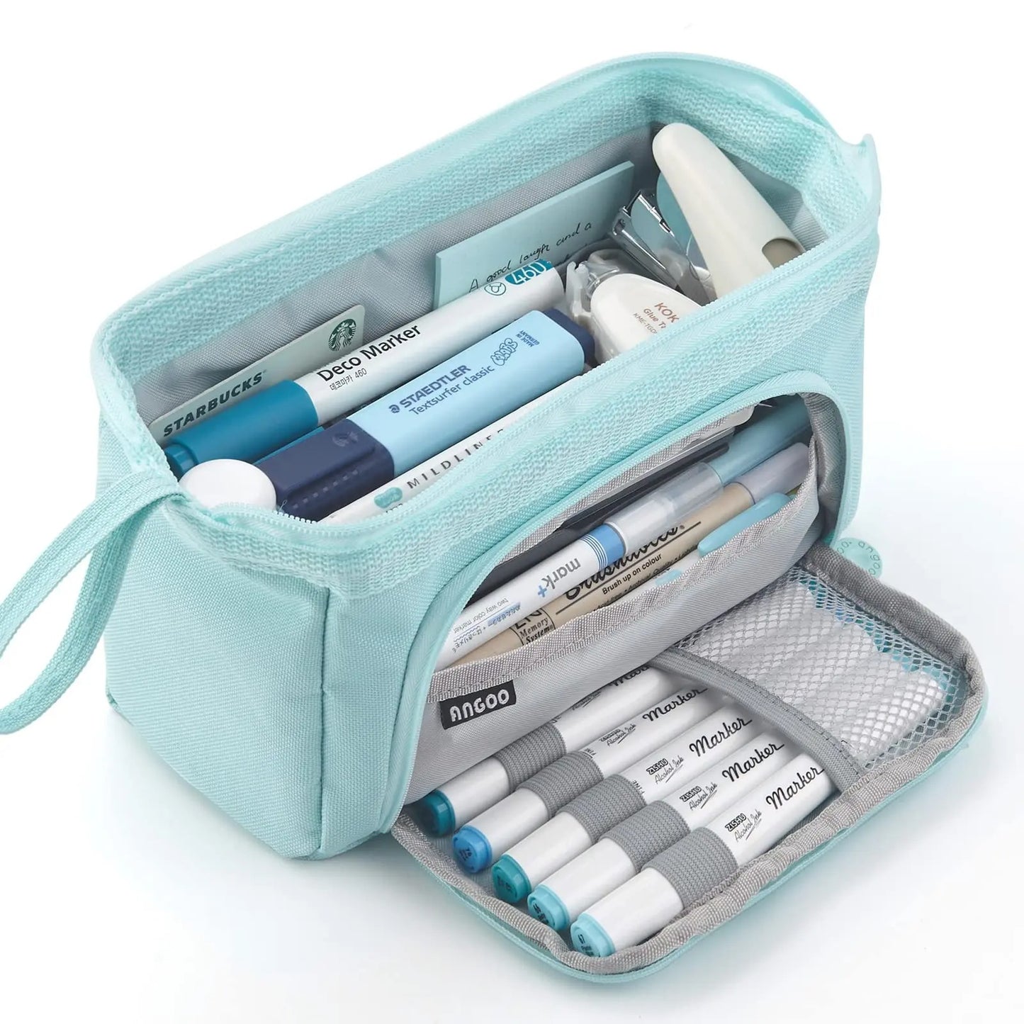 Large Capacity Pencil Case Durable Canvas for Student Stationery Double-deck Pen Pouch Storage Bags School Supplies