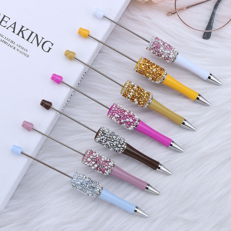 Bling Bling Diamond Pearl Ballpoint Pen Hot Selling DIY Beadable Charm Colorful Glitter Pen Jewelry Making Wedding