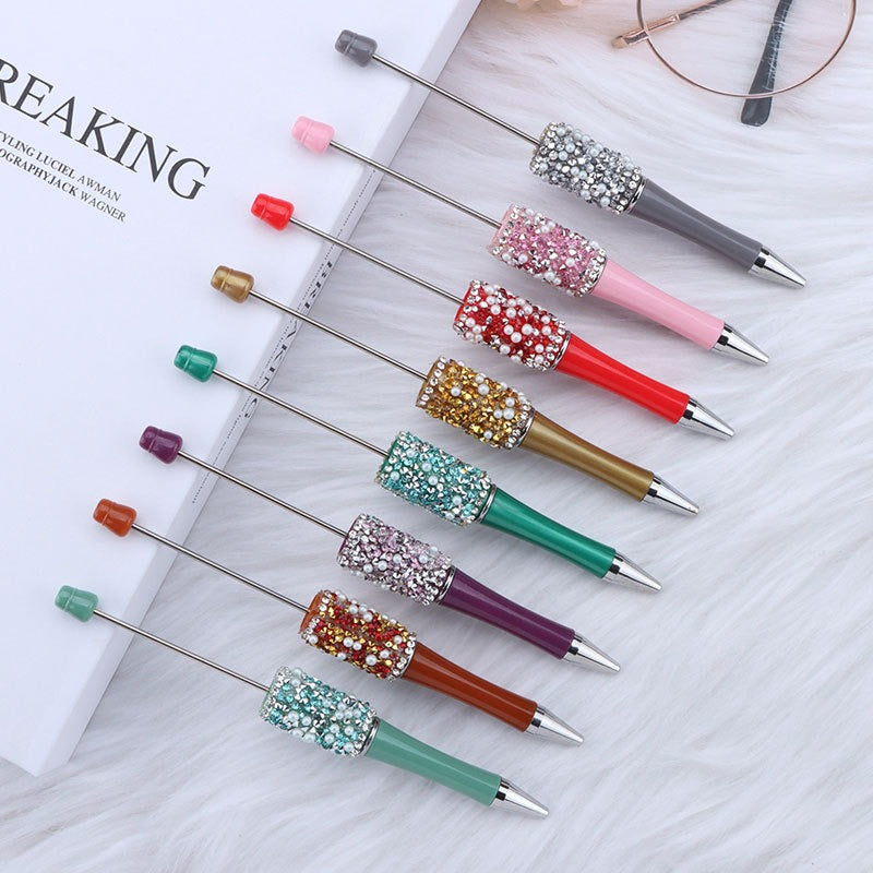 Bling Bling Diamond Pearl Ballpoint Pen Hot Selling DIY Beadable Charm Colorful Glitter Pen Jewelry Making Wedding