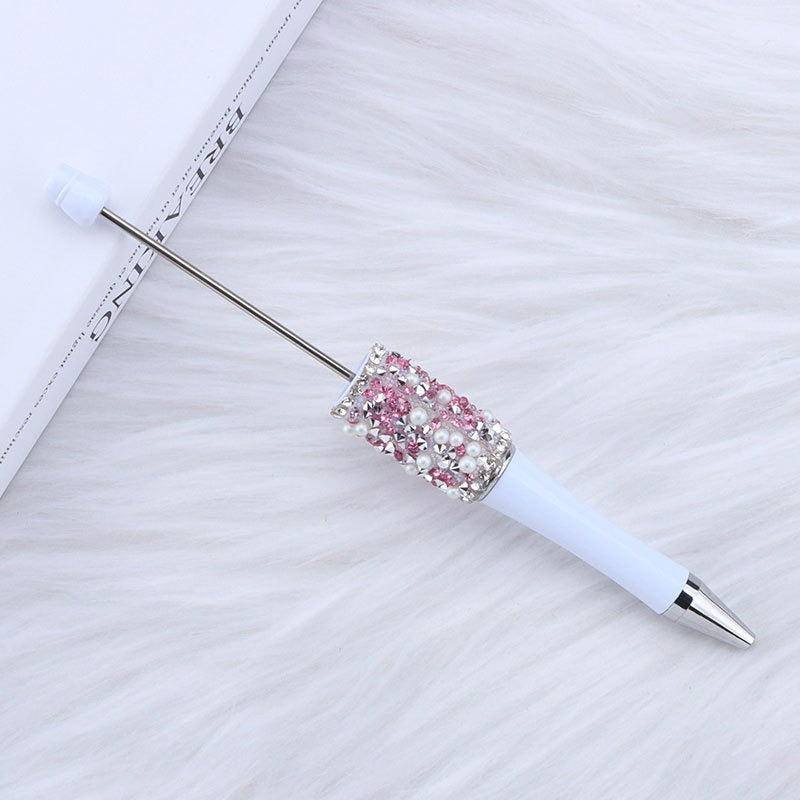 Bling Bling Diamond Pearl Ballpoint Pen Hot Selling DIY Beadable Charm Colorful Glitter Pen Jewelry Making Wedding