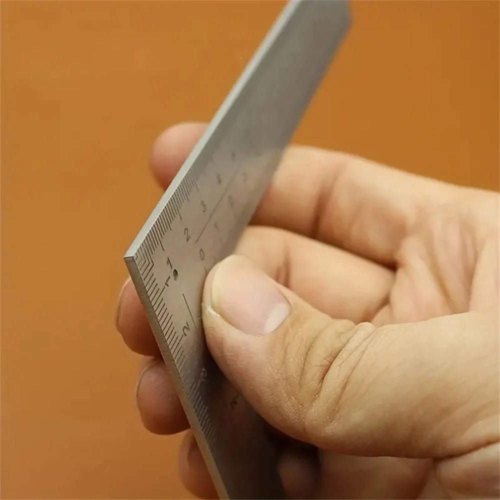 Mini Stainless Steel L-Shaped Double-Sided Precision Scale Ruler - High-Accuracy Measuring Tool for Leather Design, Metal Materi